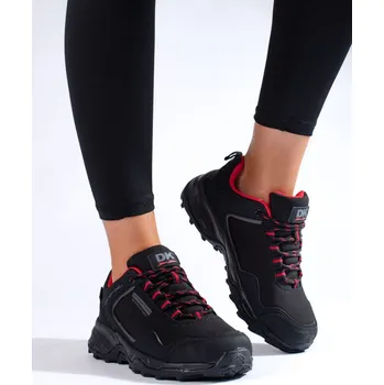 Dámská treková obuv Dámské trekingové boty DK Waterproof černé s červenými detaily