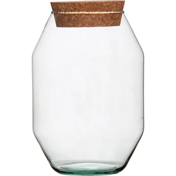 Váza Skleněná dóza Verbena s korkovým špuntem, 22x14 cm