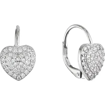 Náušnice Evolution Group Stříbrné náušnice třpytivé srdce 11714.1