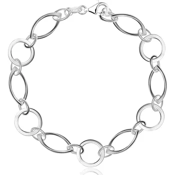 Řetízek Řetízek na ruku ze stříbra - propojené kruhy a kočičí oči