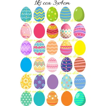 Jedlá dekorace na dort Jedlý obrázek A4 - Velikonoční vejce - barevná - 30ks Materiál: Jedlý papír