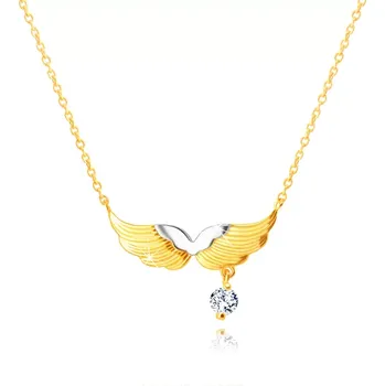 Náhrdelník Diamantový náhrdelník z kombinovaného 14K zlata - andělská křídla, briliant