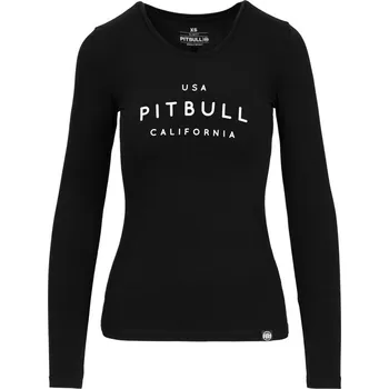 Dámské oblečení PitBull West Coast - dámské triko s dlouhým rukávem L.S. slim fit USA CAL bílé Barva: Černá, Vel: M