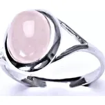 Stříbrný prsten přírodní opál růžový - T1453 (Stříbrný prsten s opálem 10 x 8 mm)