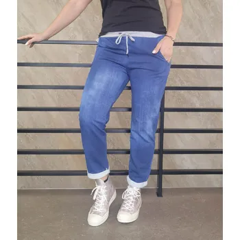 Dámské kalhoty Dámské baggy jeans tmavé Velikost: L-XL