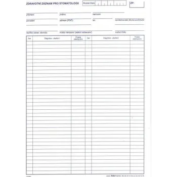 Tiskopis Tiskopis NEM. Zdravotní záznam pro stomatologii dospělí A4 DITIS