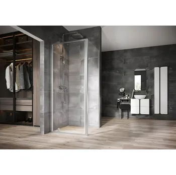 Ravak Nexty NDOP1+NPSS Sprchový kout čtvercový 80x80 cm Profil: Satin, Sklo: Hladké čiré