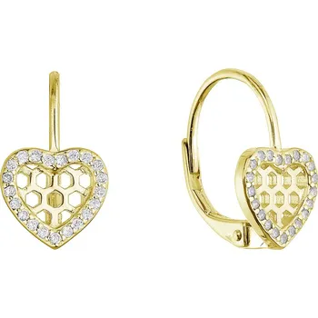 Šperk Evolution Group Pozlacené stříbrné náušnice srdíčka 11715.1