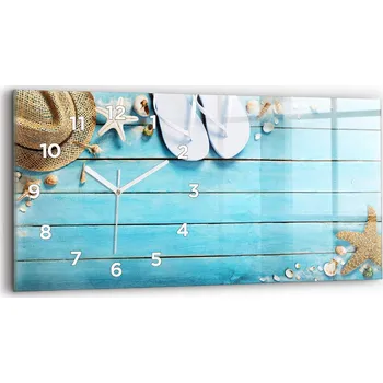 Hodiny Minimalistické Horizontální Skleněné Nástěnné Hodiny Vánoční dekorace 60x30 cm