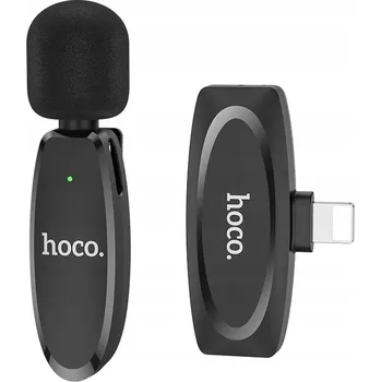 Mikrofon HOCO bezdrátový kravatový mikrofon pro iPhone Lightning 8-pin L15 černý