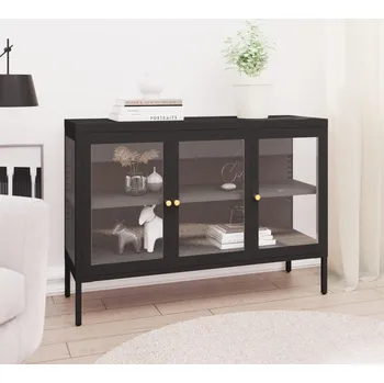 Příborník do zásuvky Příborník černý 105 x 35 x 70 cm ocel a sklo