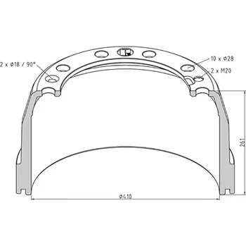 Brzdový buben Buben brzdový 410x261 volvo fh12, fh16, fl6, fm7, fm9, fm10, rvi premium 2 0026685_A, , ,