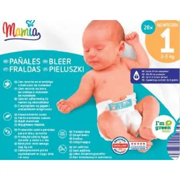 jednorázová plena Plenky Mamia dětské Plenky 1 / 2-5 kg / 28 ks