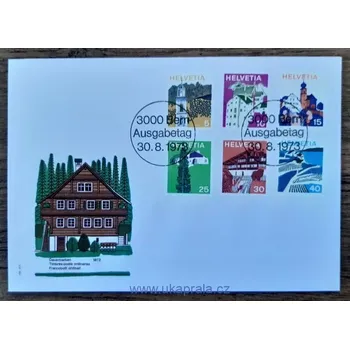 Sběratelství ŠVÝCARSKO FDC 1003/8, výplatní, krajiny, r. 1973