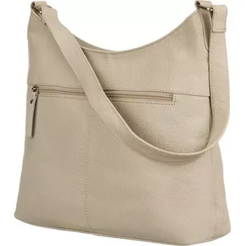 Kabelka Béžová kožená kabelka PT6104 (Prostorná dámská kožená kabelka + peněženka, světlá béžová)