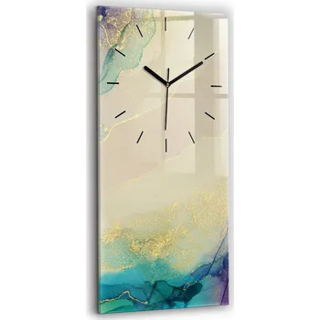Hodiny Vertikální skleněné hodiny na zeď do kanceláře s grafikou Abstrakce barev 30x60 cm