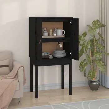 Příborník do zásuvky Skříň highboard černá 60x40x120 cm masivní borové dřevo