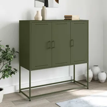 Příborník do zásuvky Skříň highboard černá 100,5 x 39 x 107 cm ocel