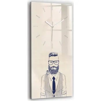 Hodiny Skleněné nástěnné hodiny Tiché ručičky Kuchyně Muž s vousy 30x60