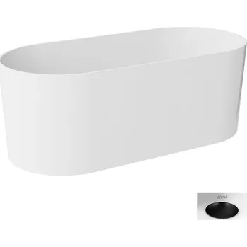 Vana Besco Volně stojící vana z litého mramoru Lova 160x74, bílá lesk Typ a barva výpustě: Alcaplast Click-Clack s horním čištěním, černá mat