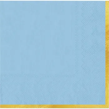 Papírový ubrousek Modré papírové ubrousky se zlatým lemem Classic Gold – 10 ks