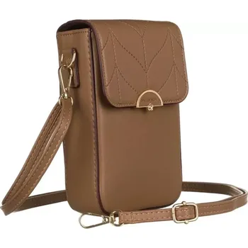 Kabelka Malá kožená kabelka PT16H (Hnědá dámská kožená kabelka na telefon a doklady 18 x 10,5 x 6 cm)