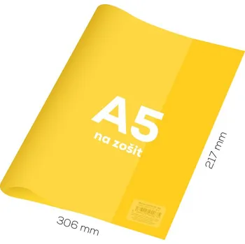 Obal na sešit A5 PVC 306x217 mm - průhledný/žlutý