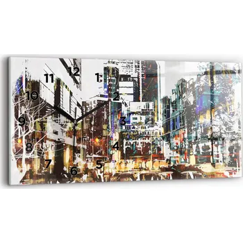 Hodiny Moderní skleněné nástěnné hodiny s potiskem 60 cm x 30 cm York City
