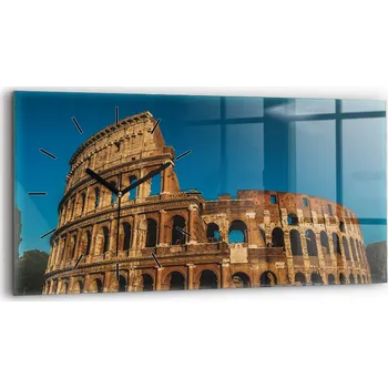 Hodiny Ozdobné nástěnné hodiny s krásnou grafikou, 60x30 cm, Koloseum v Itálii