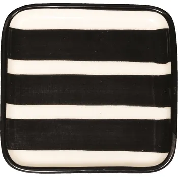 Talíř Zafferano, Talíř na občerstvení Lido Righe s pruhy 11 x 11 cm černý - Formadore