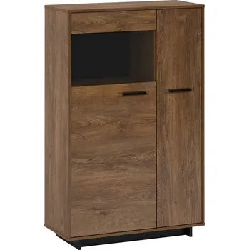 Obývací stěna Komoda / vitrína, dub bolzano / černá, levá, DELIS C1