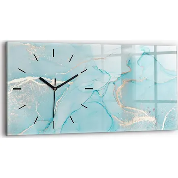Hodiny Moderní skleněné hodiny s grafikou na zeď 60 cm x 30 cm Dekorativní mramor