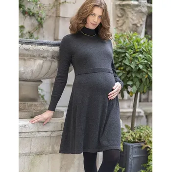 Těhotenské šaty Seraphine Svetrové těhotenské a kojící šaty s dlouhým rukávem 3v1 Frayda antracit melange vlněné Velikost: M