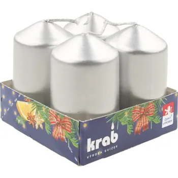 Svíčka Adventní svíčky, stříbrný lak 40 x 80 mm (Stříbrná lakovaná)