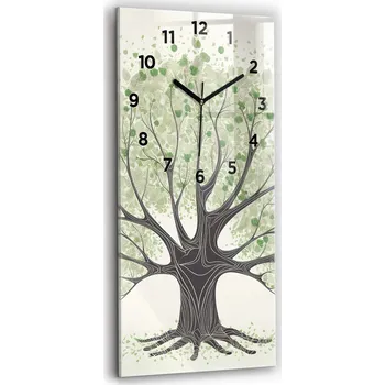Hodiny Minimalistické skleněné nástěnné hodiny s motivem Velký strom příroda 30x60 cm