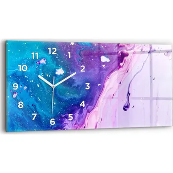 Hodiny Moderní skleněné foto hodiny na zeď tichý mechanismus 60x30 cm Barevné pozadí