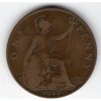 Sběratelství VELKÁ BRITÁNIE. 1 penny 1917. KM-810