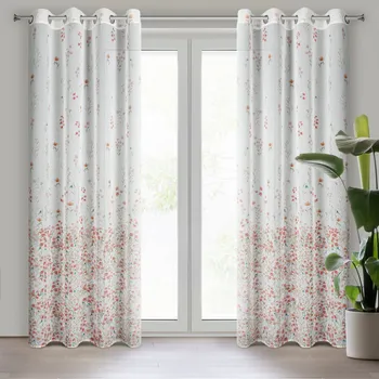 Záclona ZÁCLONA NA KROUŽCÍCH SONIA 140X250 CM KVĚTY