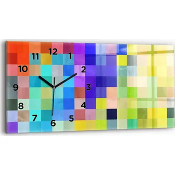 Hodiny Ozdobné nástěnné hodiny s krásnou grafikou 60 cm x 30 cm Kompozice Čtverců