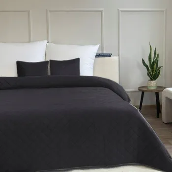 Přehoz na lůžko Přehoz na postel Euromat polyester 180 cm x 220 cm černý