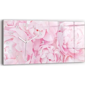 Hodiny Moderní skleněné nástěnné hodiny s potiskem 60 cm x 30 cm Kvetoucí květy