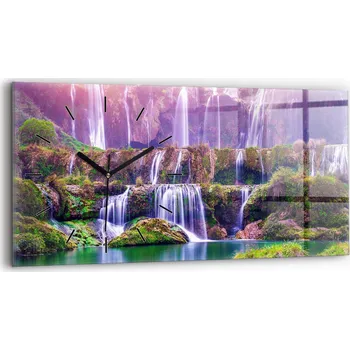 Hodiny Dekorativní nástěnné hodiny s krásnou grafikou 60 cm x 30 cm Vodopád Jiulong, Čína