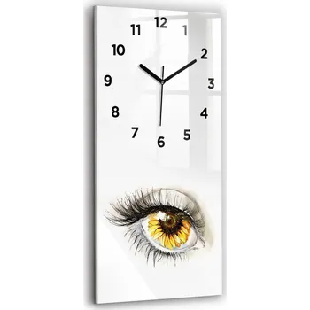 Hodiny Velké Skleněné Hodiny s Tichým Chodem - Obraz na Zeď - Slunečnice v Oku