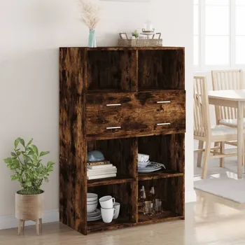 Příborník do zásuvky Skříň highboard černá 80 x 42,5 x 124 cm kompozitní dřevo