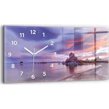 Hodiny Moderní skleněné nástěnné hodiny horizontální 60x30 cm Východ slunce Kalifornie