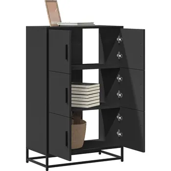 Příborník do zásuvky Skříň highboard černá 68x35x106,5 cm kompozit a kov