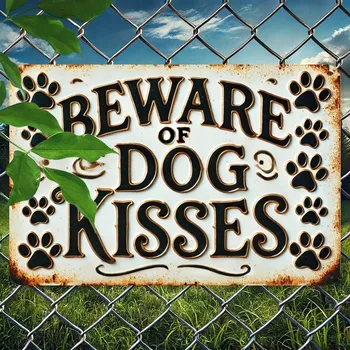 Plechová cedule BAF Kovová cedule Pozor pes vítací - 20 x 30 cm