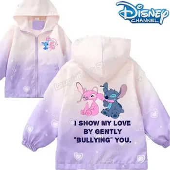 Dívčí bunda Dětská jarní bunda s kapucí - Lilo & Stitch (fialová) Motiv: I show my... (SDZ2311B), Velikost: 140