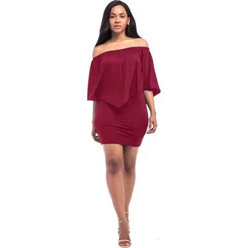 Dámské šaty Dámské letní minišaty bez ramenou a s dvojvrstvým efektem Barva: Vínová, Velikost: L