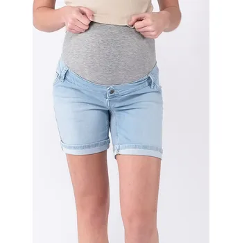 Love2wait Džínové těhotenské šortky Jeans short Long světle modré bavlněné Velikost: 31